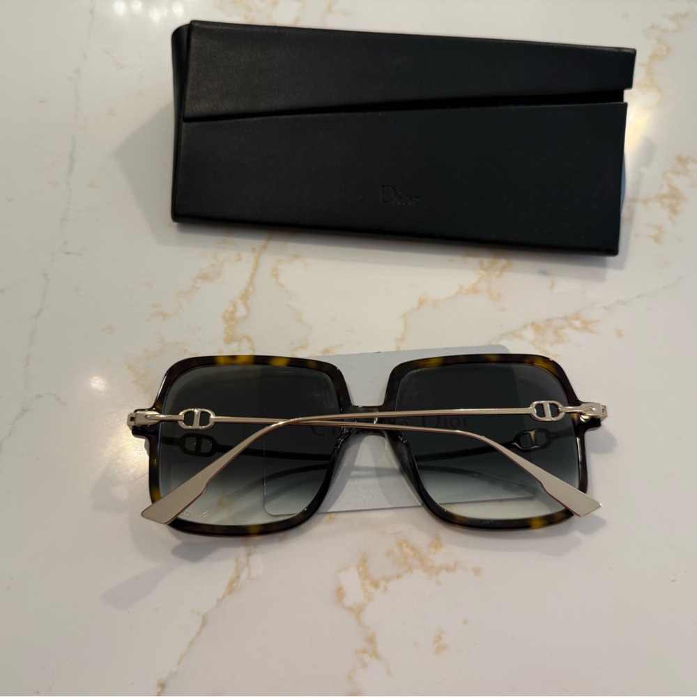 DIOR BROWN TORTOISE SQUARE SUNGLASSES - Picture 7 of 10